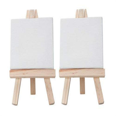 Eascan Art Mini Display Easel with Canvas Board 10x10 cm - Pack of 2